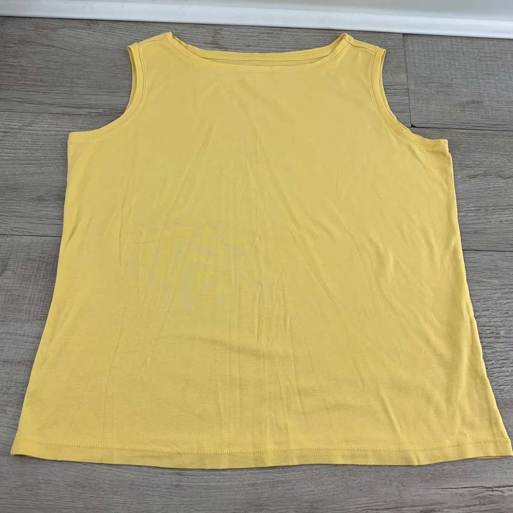 Talbots Woman Yellow Pima Cotton Sleeveless Boat Neck Tank Top Size X